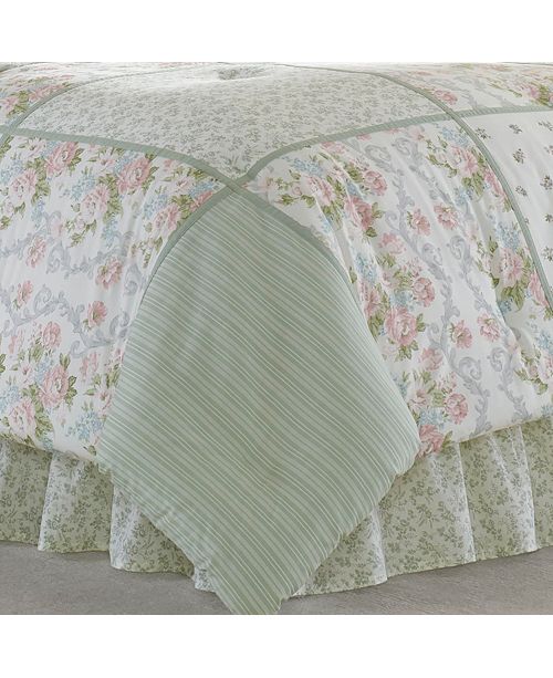 Laura Ashley Queen Harper Green Comforter Set Comforters Down