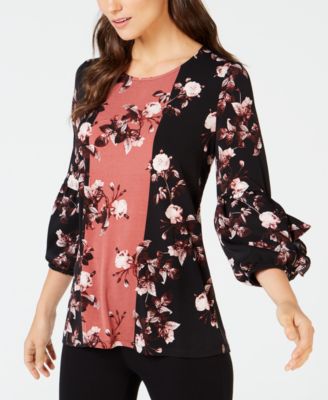 Alfani Printed Ruffle-Sleeve Top, Created For Macy's - Macy's