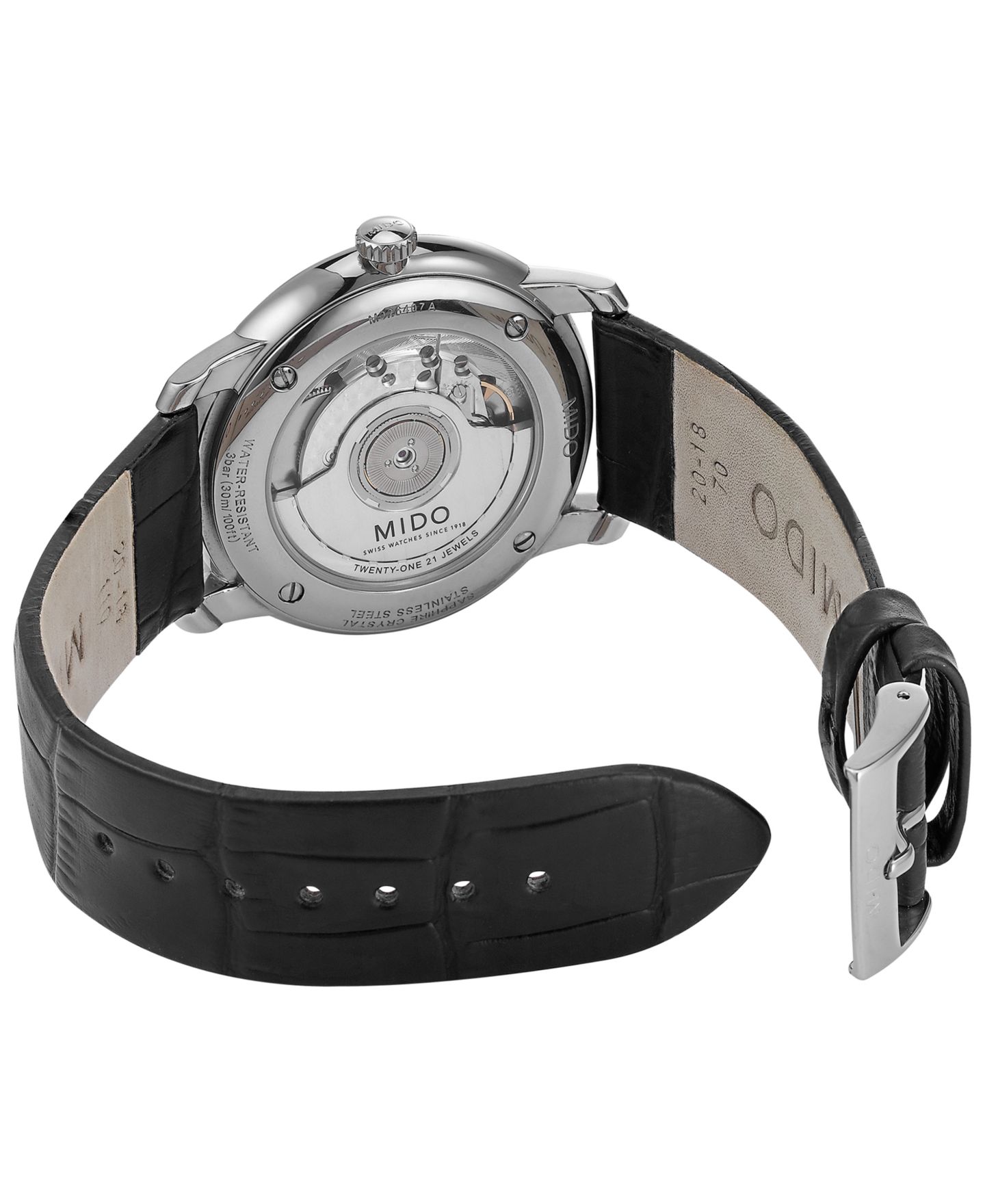 Мужские часы Mido Swiss Automatic Baroncelli III Heritage Black Leather Strap Watch 39mm — фото 4