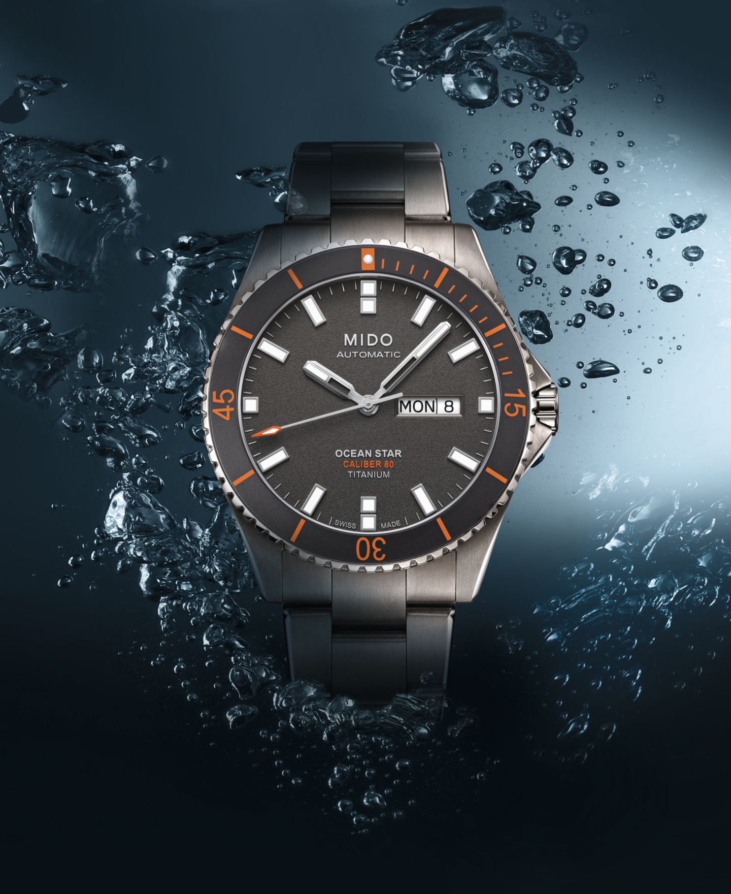 Мужские часы Mido Swiss Automatic Ocean Star Captain V Titanium Bracelet Watch 42.5mm — фото 4