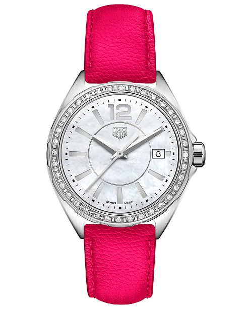 Tag Heuer Women S Swiss Formula 1 Diamond 1 4 Ct T W Pink Leather Strap Watch 35mm Reviews Watches Jewelry Watches Macy S