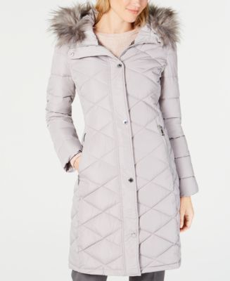 Calvin Klein Faux-Fur-Trim Hooded Quilted Puffer Coat & Reviews - Coats &  Jackets - Women - Macy's