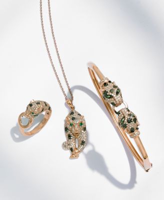 EFFY&reg; Diamond (3/4 ct. t.w.) and Tsavorite Accent Bangle Bracelet in 14k Rose Gold