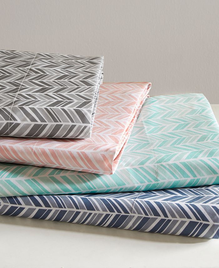 Madison Park Essentials Chevron Microfiber 4Pc. Sheet Set, Queen Macy's