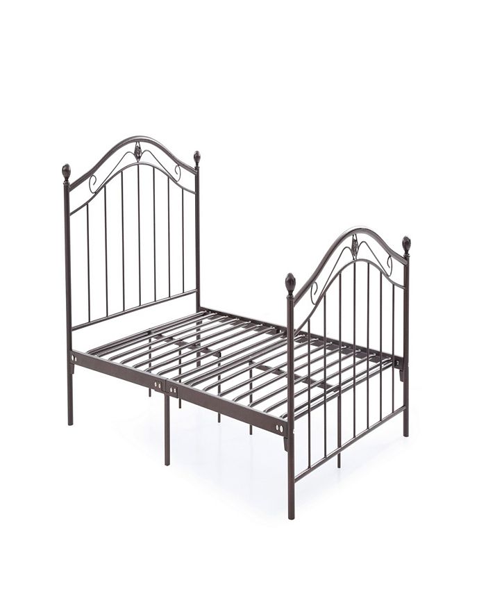 Hodedah Complete Metal QueenSize Bed with Headboard, Footboard, Slats