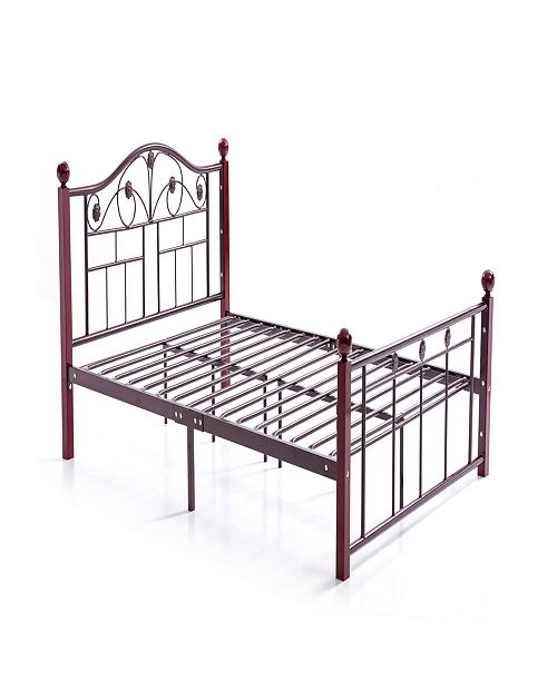 Hodedah Complete Bronze Metal Bed With Headboard Footboard Slats