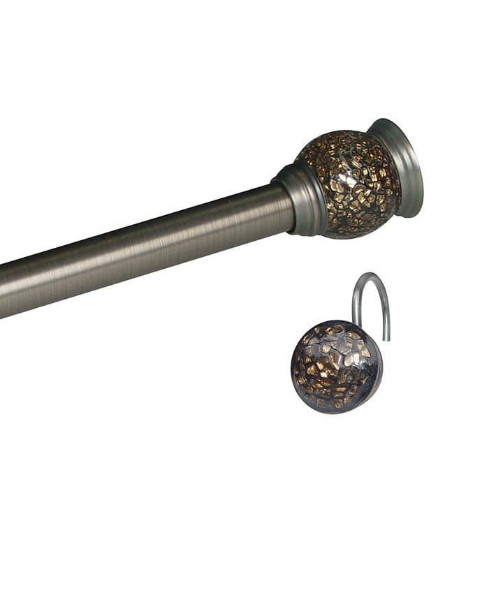 Elegant Home Fashions Mosaic Rubbed Bronze Shower Tension Rod and Hook
