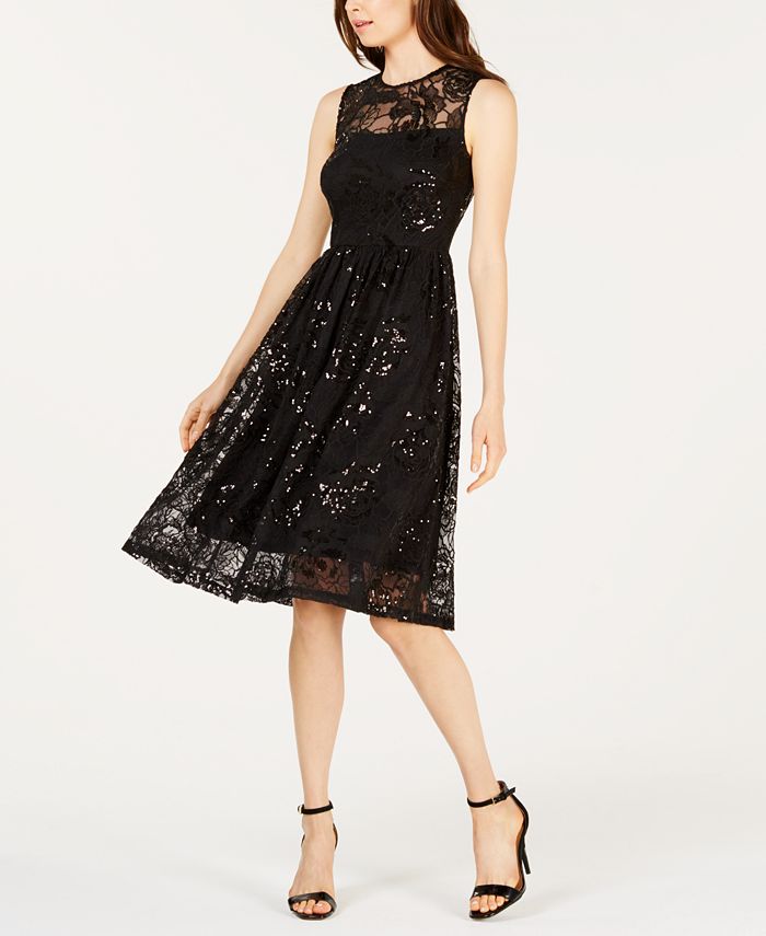 calvin klein illusion fit and flare dress Calvin Klein Women's Illusion Trim Fit & Flare Dress Wine Size 2 - Bed Bath  & Beyond