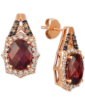 image of Le Vian Rhodolite Garnet (4 ct. t.w.) & Diamond (5/8 ct. t.w.) Stud Earrings in 14k Rose Gold