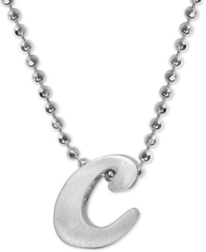 Alex Woo Lowercase Initial 16" Pendant Necklace In Sterling Silver In C