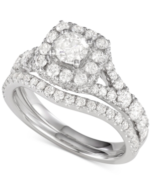 Diamond Halo Bridal Set (2 ct tw) in 14K White Yellow or Rose Gold