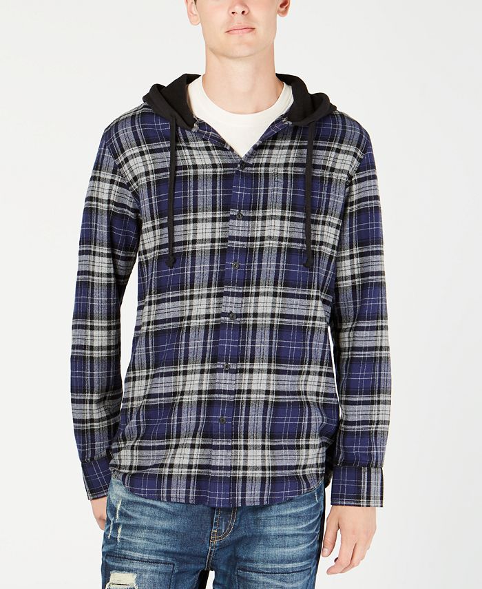 American Rag Men's Classic Fit Hooded Fallon Plaid Shirt, Created for  Macy's - Macy's