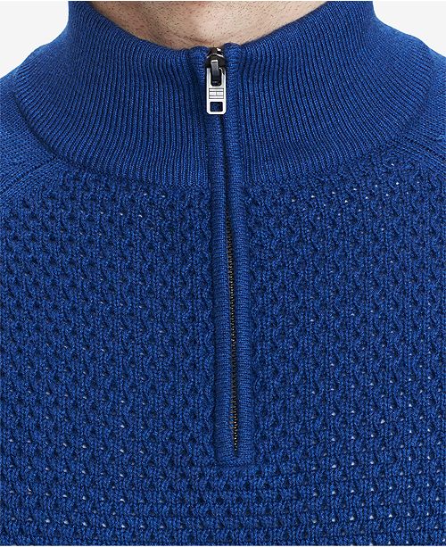 Tommy Hilfiger Men's Waffle Knit QuarterZip Sweater, Created for Macy