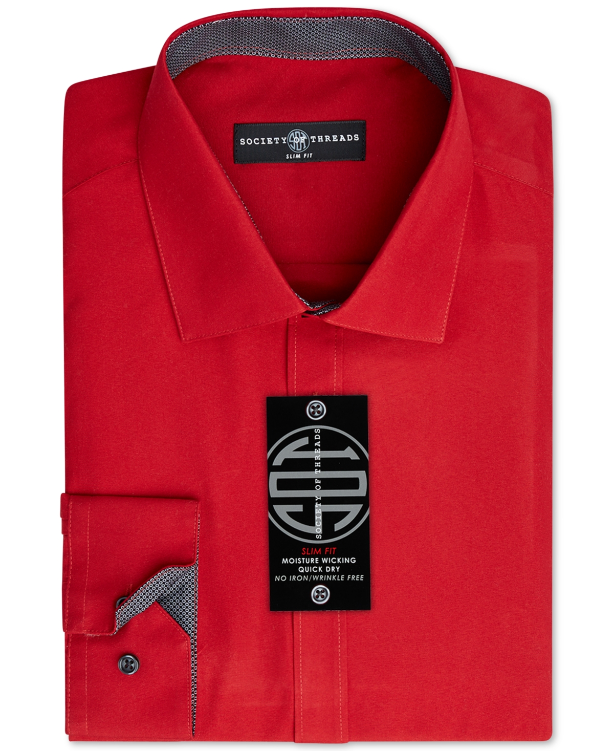 Men's Slim-Fit Non-Iron Performance Solid Dress Shirt - Burgundy