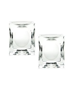 Dimond Home Dimpled Crystal Cube Candle Holders- Set Of 2 In Clear