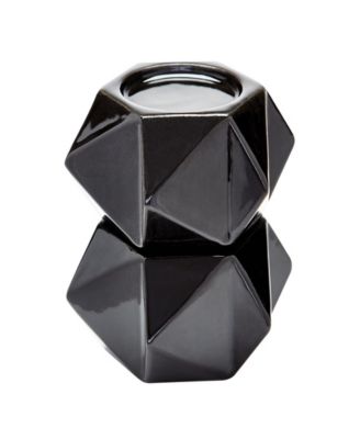 Dimond Home - Large Ceramic Star Candle Holders - Black. Set of 2