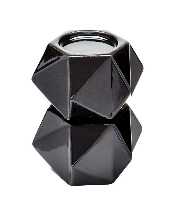 Dimond Home - Large Ceramic Star Candle Holders - Black. Set of 2
