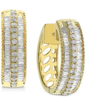 image of Diamond Hoop Earrings (1/2 ct. t.w.) in 14k Gold-Plated Sterling Silver
