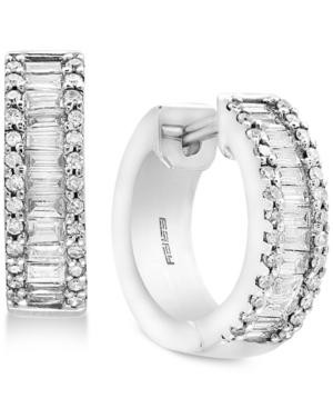 image of Effy Diamond Baguette Hoop Earrings (1 ct. t.w.) in 14k White Gold
