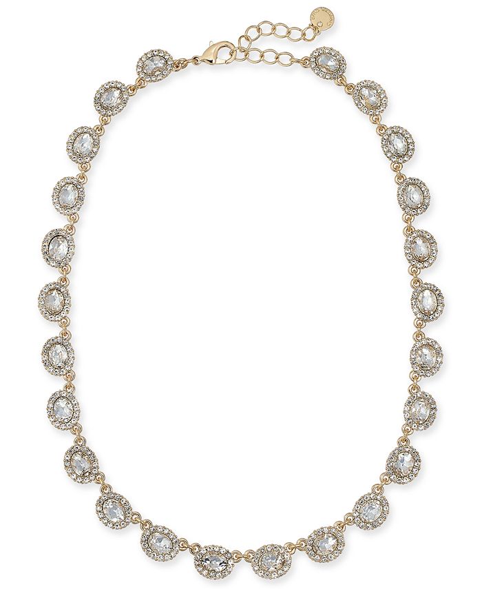 Charter Club Gold-Tone Crystal Collar Necklace, 17