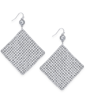image of Thalia Sodi Silver-Tone Crystal Mesh Drop Earrings, Created for Macy-s