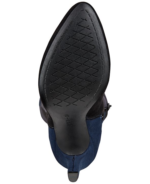 RIALTO Womens Blue Colorblock Carpio Almond Toe Stiletto Zip-Up Dress Heeled Boots M main image 1