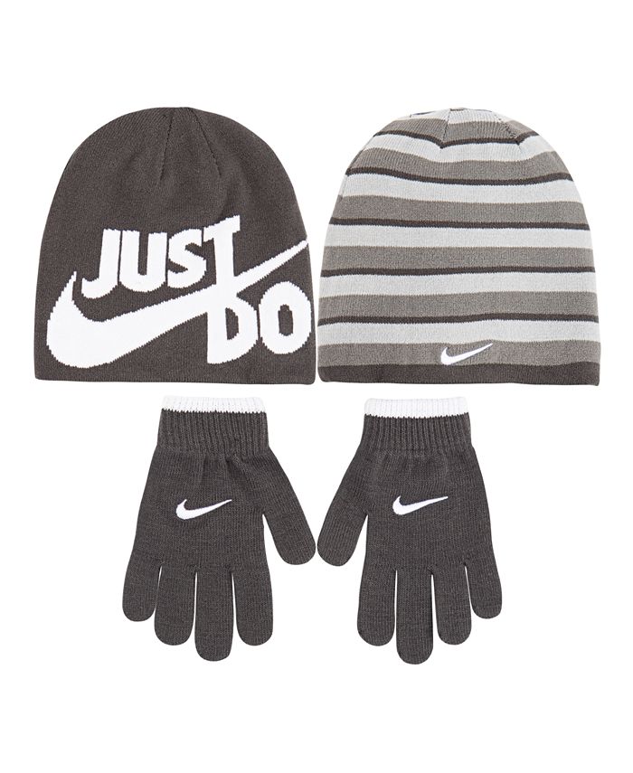 Nike Big Boys 2-Pc. Reversible Beanie Hat & Gloves Set - Macy's