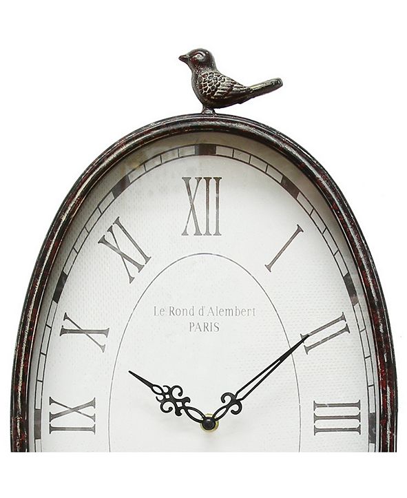 Stratton Home Décor Stratton Home Decor Antique Oval Bird Clock