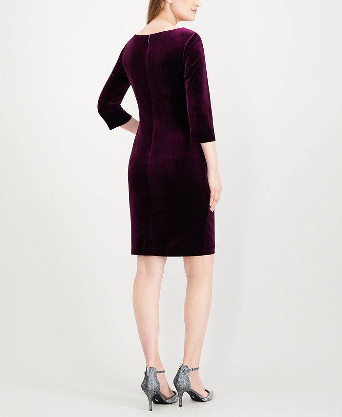 Jessica Howard Women's Velvet Sheath Dress Blue Size 18W