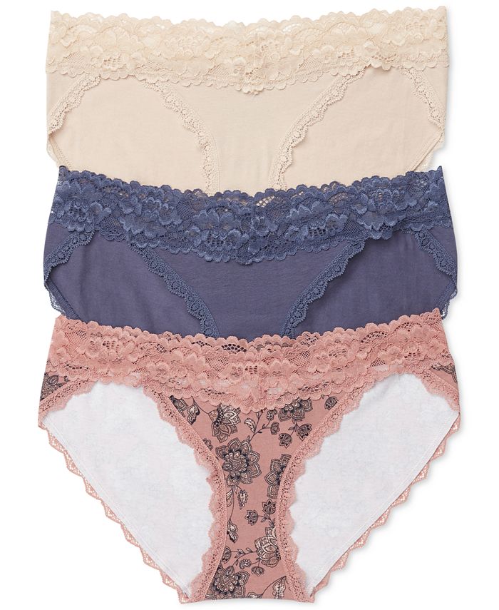 Jessica Simpson Women's Underwear - 3 Pack Microfiber Lace Bikini Panties  (S-XL) 