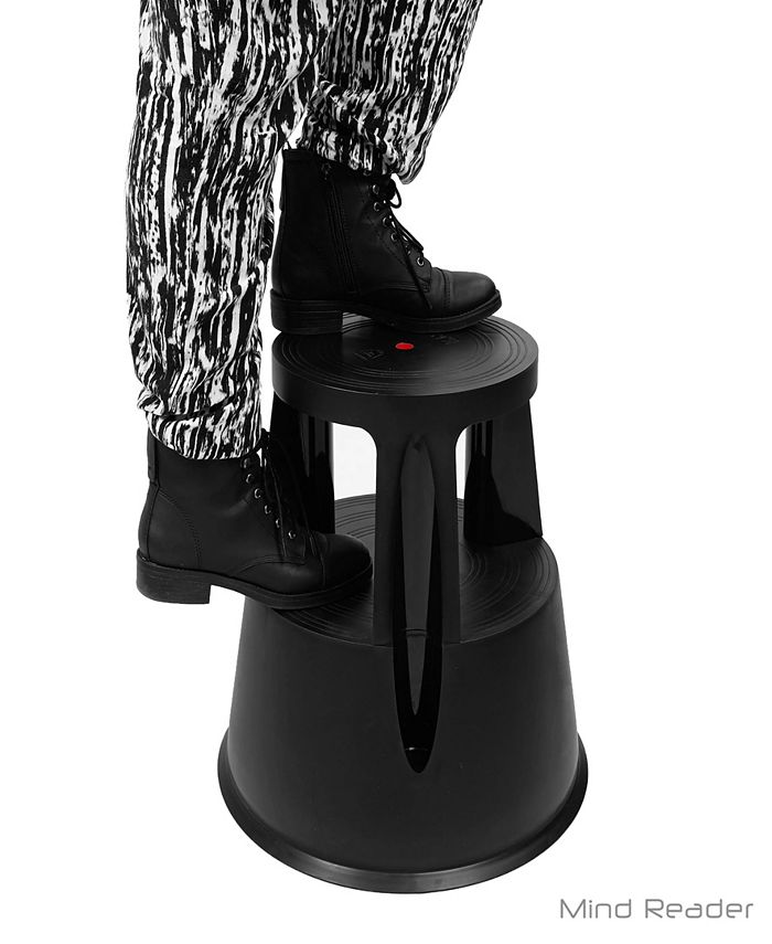 Mind Reader Tall Step Stool Rolling NonSkid with Rubber Stepstool