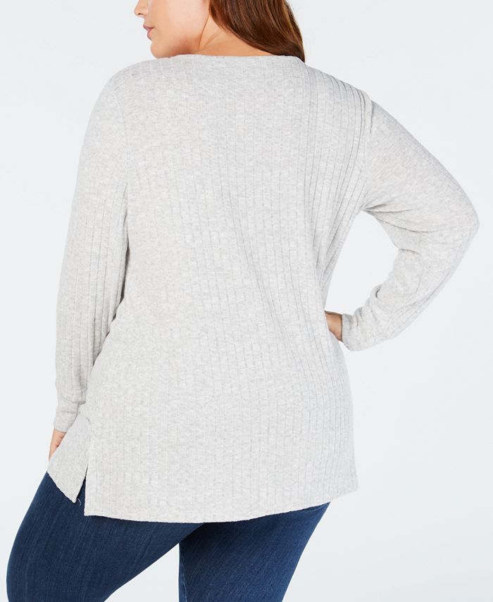 Style & Co Plus Size Ribbed-Knit Sweater, Created for Macy's - Macy's