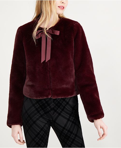 Maison Jules Tie Neck Faux Fur Jacket Created For Macys Reviews
