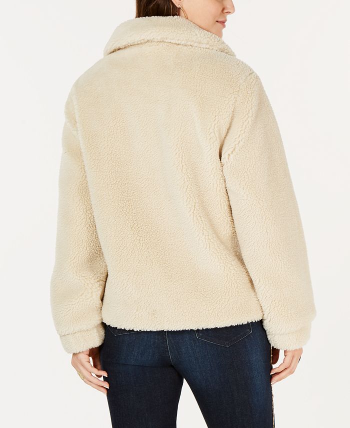 Half zip fluffy faux shearling teddy sweatshirt Clearance