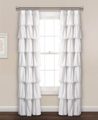 Lush Decor Lace Ruffle Light Filtering Window Curtain Panel Single 52"W x 84"L - Ruffle Curtains for Bedroom or Nursery - Coquette Curtains