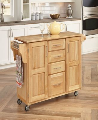 Home Styles Natural Breakfast Bar Kitchen Cart with Wood Top