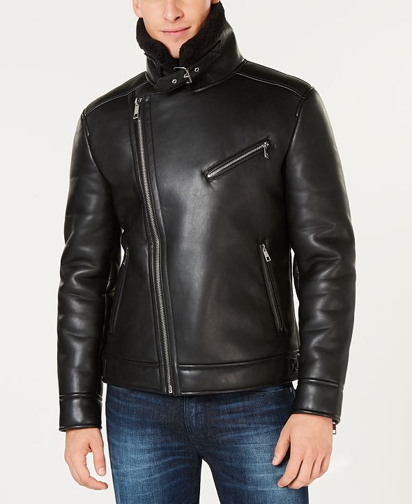 GUESS Asymetrical Faux Leather Jacket, Created for Macy's & Reviews ...