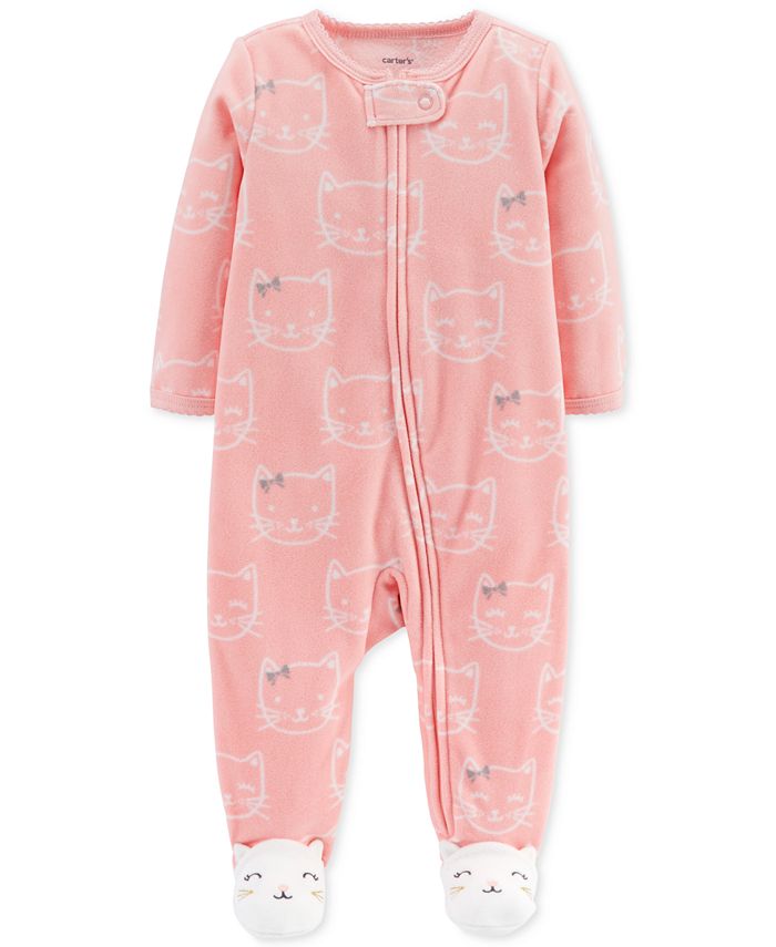 Carter's Baby Girls Cat-Print Footed Coverall - Macy's
