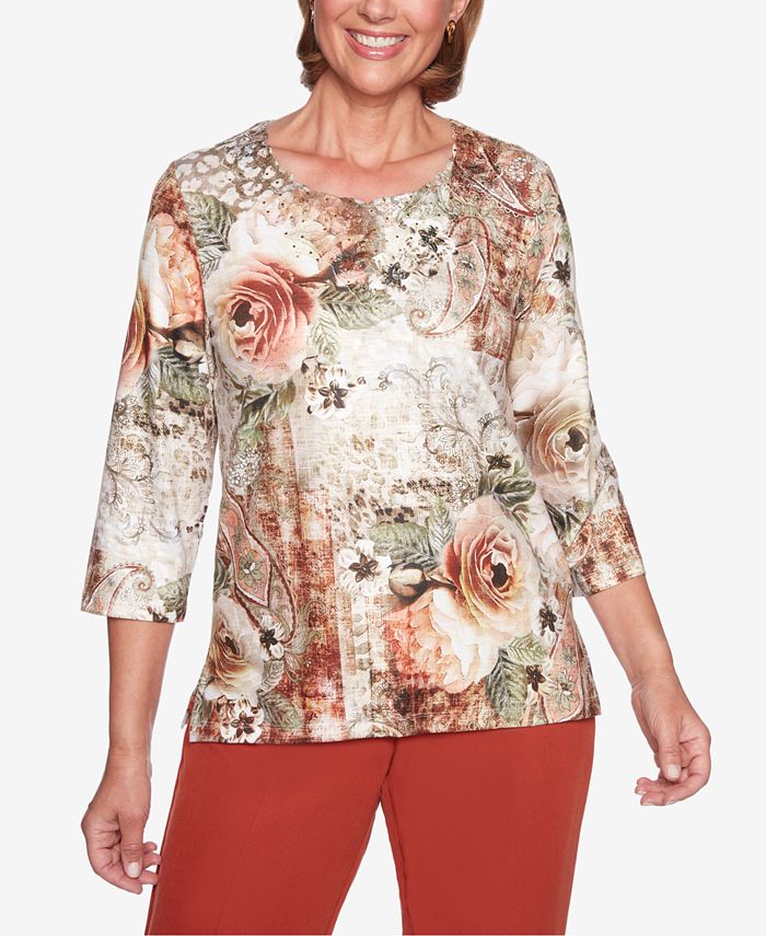 Alfred Dunner Autumn In New York Printed Embellished Top & Reviews ...