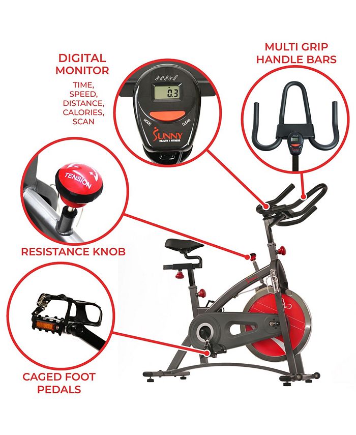 Sunny Health & Fitness - Sf-B1423 Belt Drive Indoor Cycling Bike Exercise Bike W/ Lcd Monitor