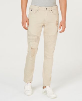 GUESS - Men's Slim-Fit Tapered Moto Jeans