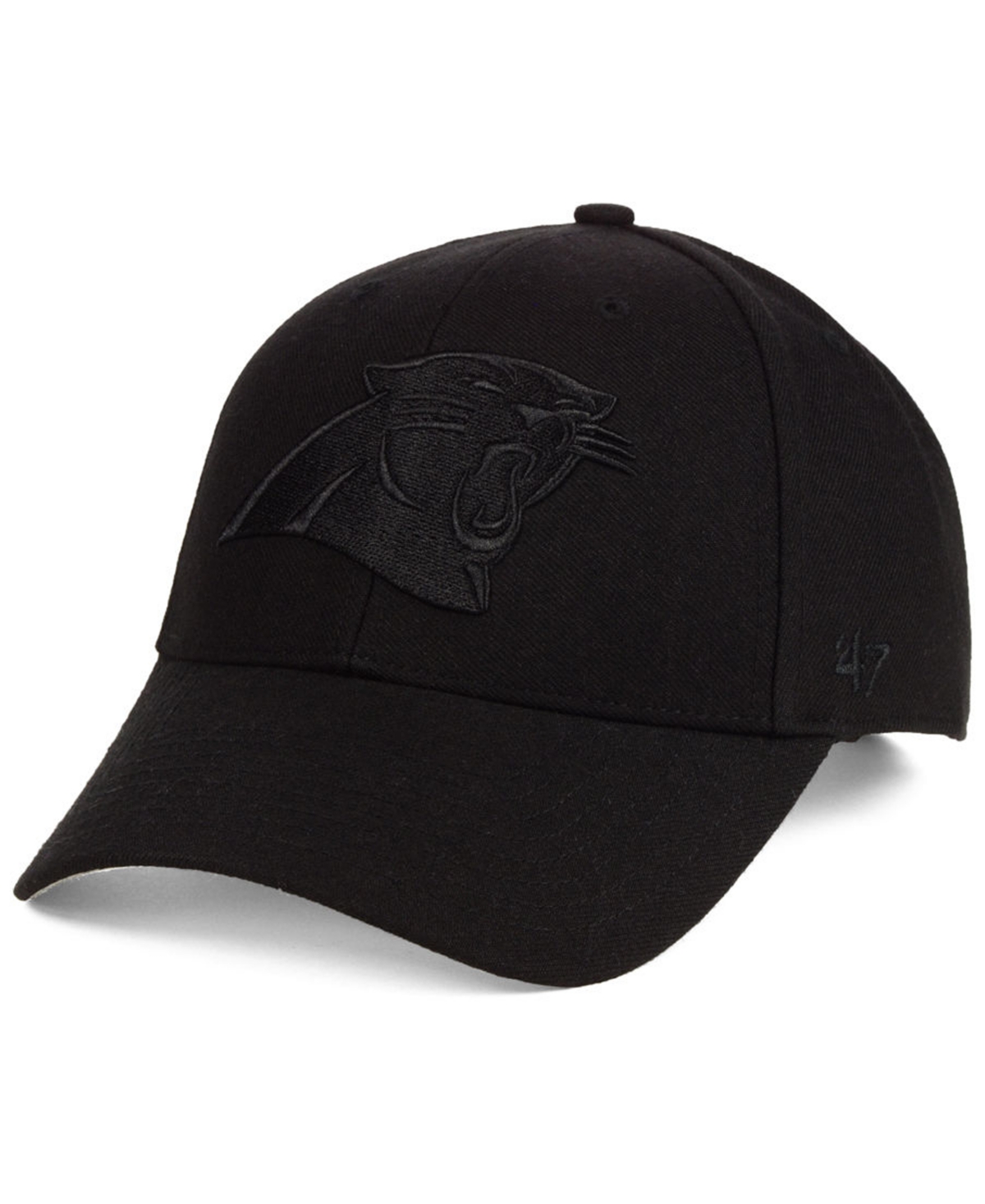 47 Brand Carolina Panthers Black & Black Mvp Strapback Cap In Black,black