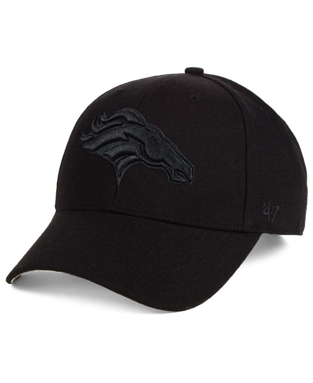 47 Brand Denver Broncos Black & Black Mvp Strapback Cap In Black,black