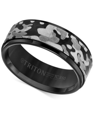 Triton - Laser-Engraved Camo Band in Black Tungsten Carbide