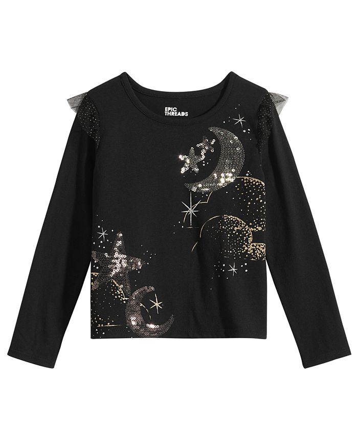 Epic Threads Toddler Girls Flutter-Sleeve Sequin T-Shirt, Created for ...