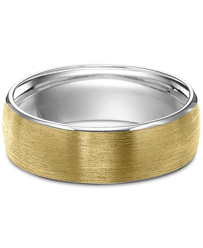 Macy's TwoTone Rolled Edge Wedding Band in 14k Gold & White Gold Macy's