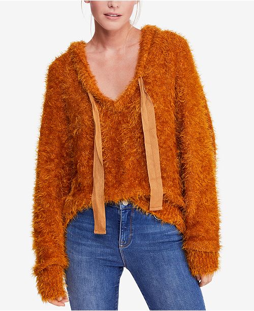 Free People Light As A Feather Fuzzy Hoodie Reviews Sweaters Women Macy S