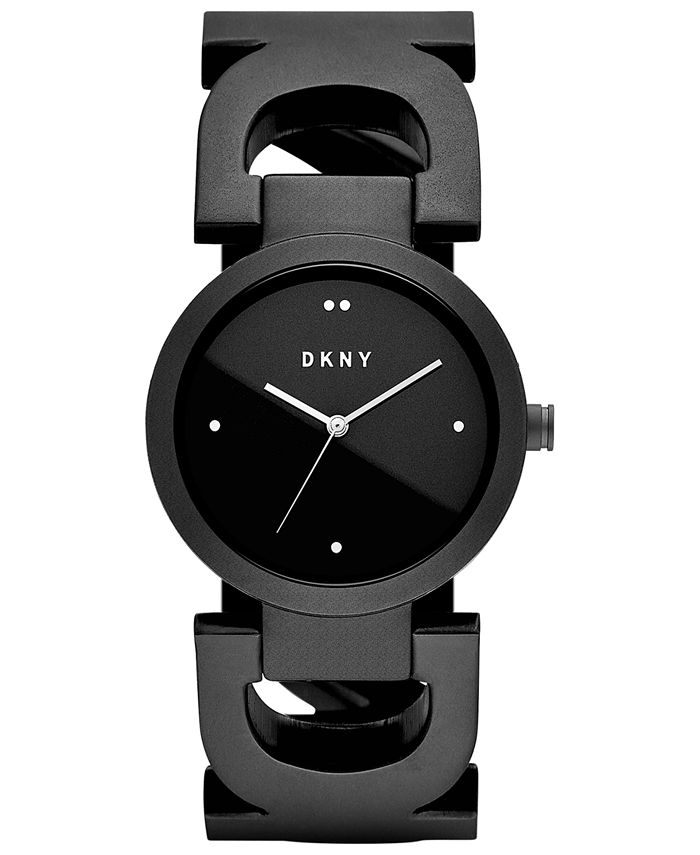DKNY Women s City Link Black Stainless Steel Bangle Bracelet Watch