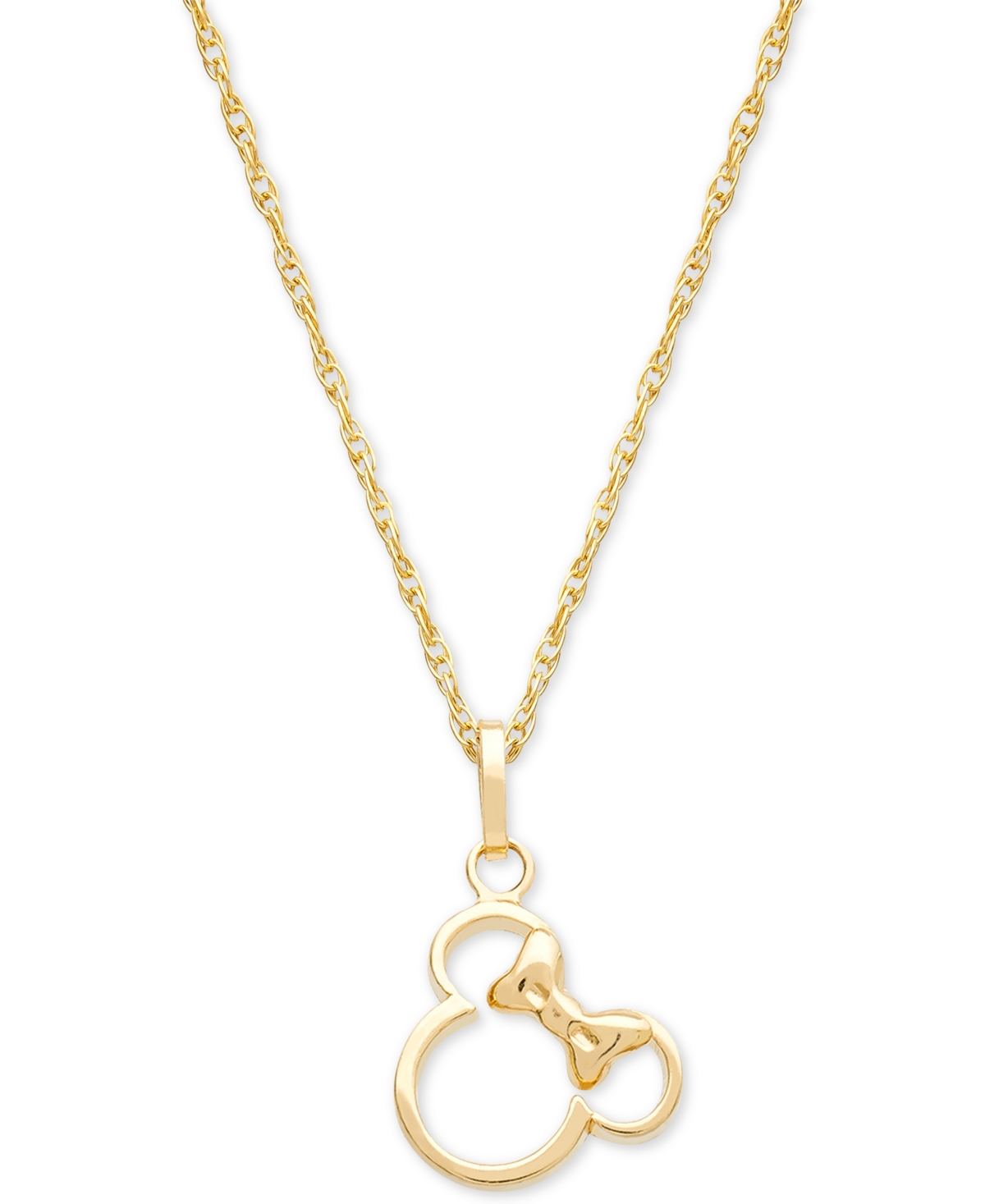 DISNEY CHILDREN'S MINNIE MOUSE SILHOUETTE 15" PENDANT NECKLACE IN 14K GOLD