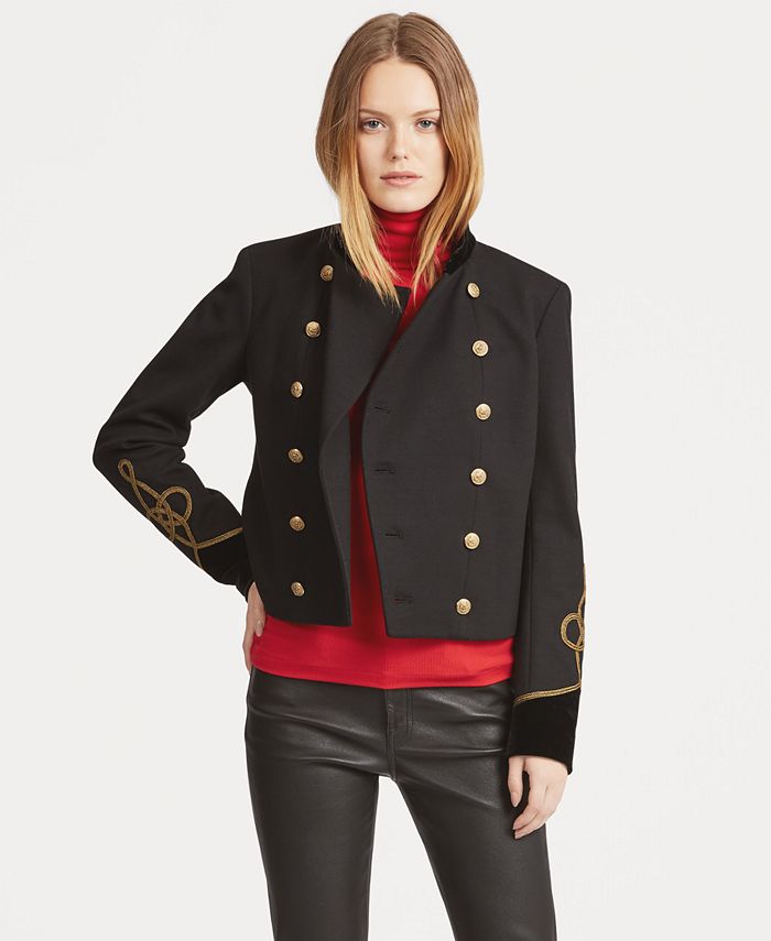 Polo Ralph Lauren Velvet-Trim Military-Inspired Jacket - Macy's